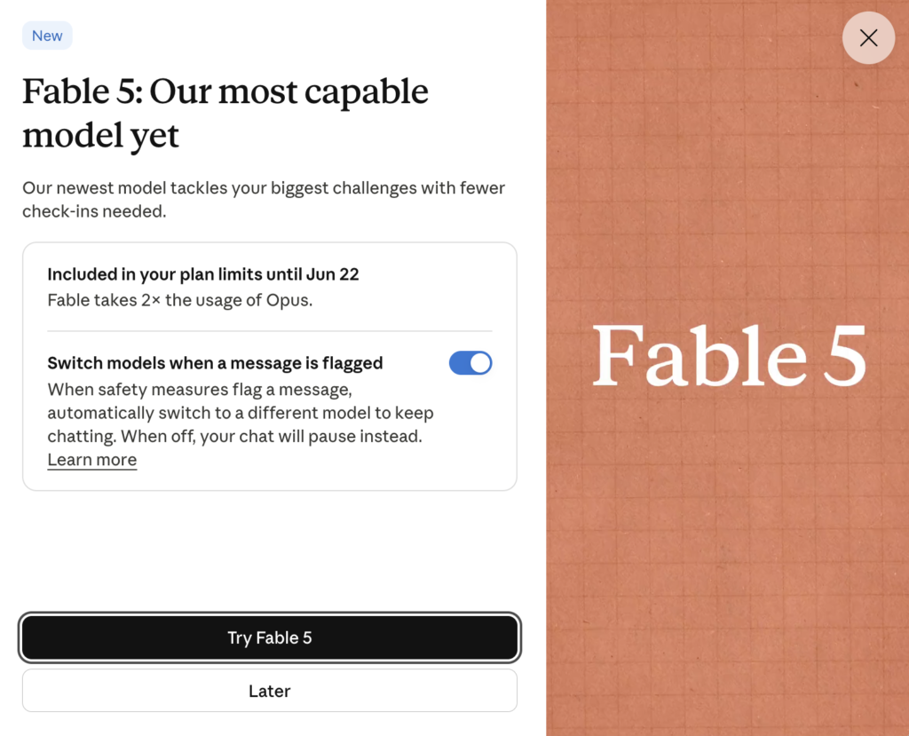 Cluade Fable5 Launched (Source: Anthropic)